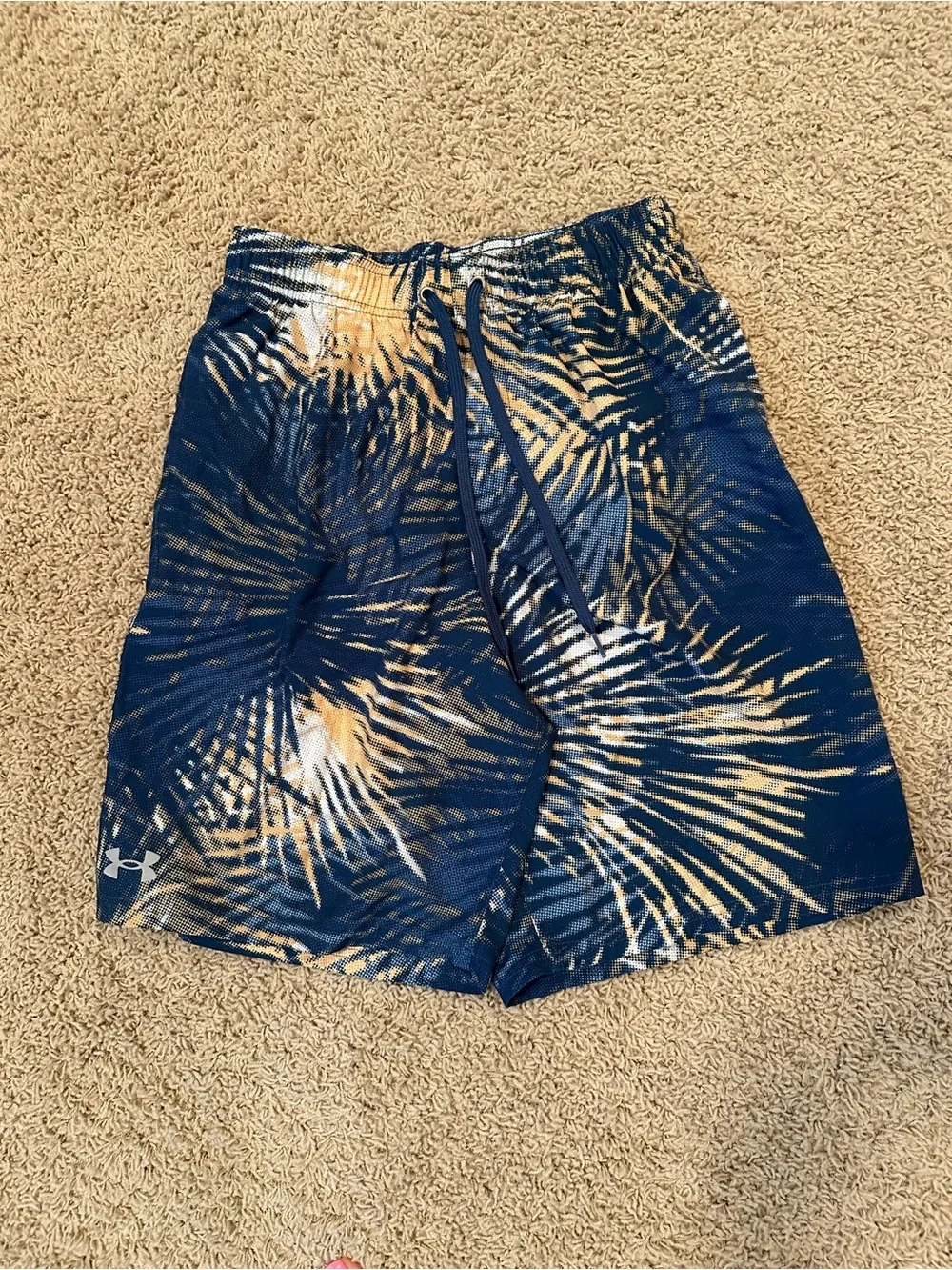 Under Armour Men’s Swim Trunk Bundle Black/Gray &  Palm-Print Performance Shorts